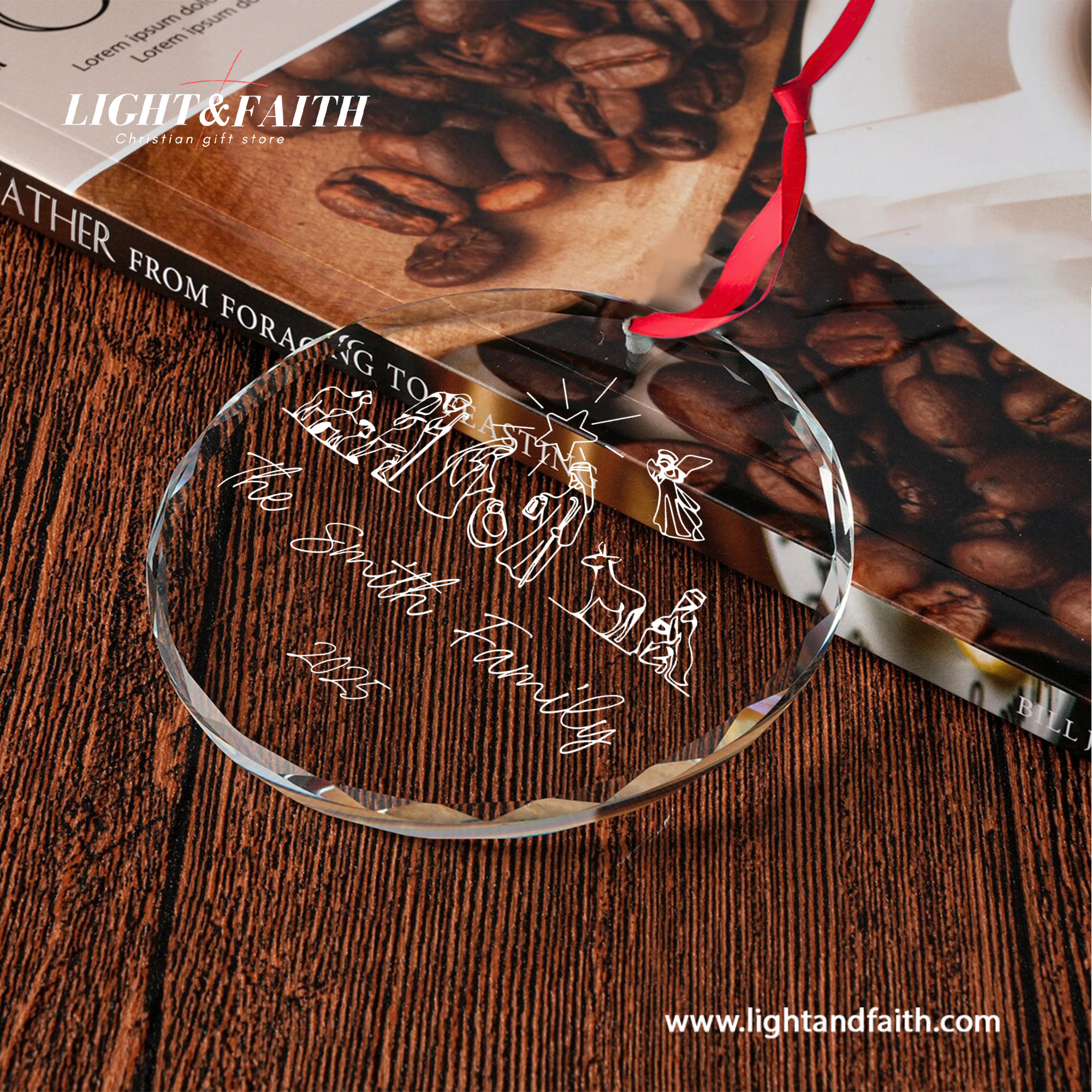 Personalized Nativity Glass Ornament 2025, Custom Family Name Ornament, Holy Family Christmas Decor, Christian Faith Gift, Religious Tree Decoration DCLAF55